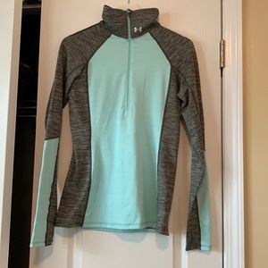 Grey and blue under armor sweatshirt
